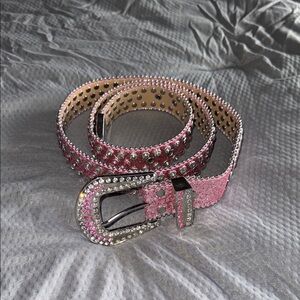 Pink Rhinestone Studded Belt